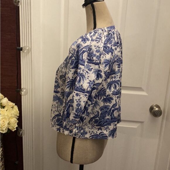 STAUD Chic Blue and White Floral Blouse, XS - Picture 9 of 13